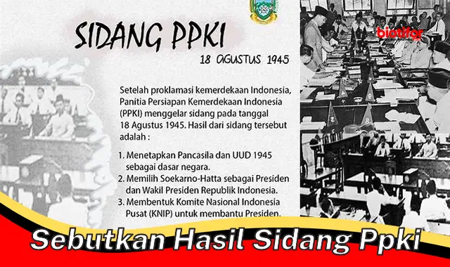 sebutkan hasil sidang ppki sebutkan hasil sidang ppki