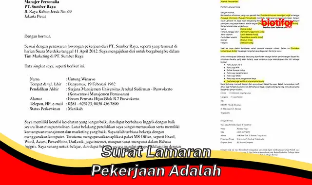 surat lamaran pekerjaan adalah