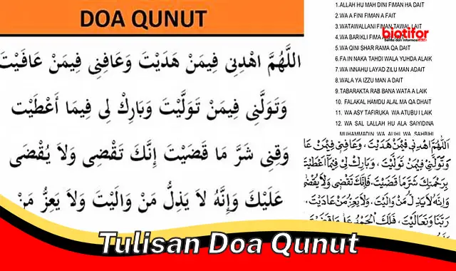 Bacaan Doa Qunut: Perlindungan dan Keberkahan dari Allah