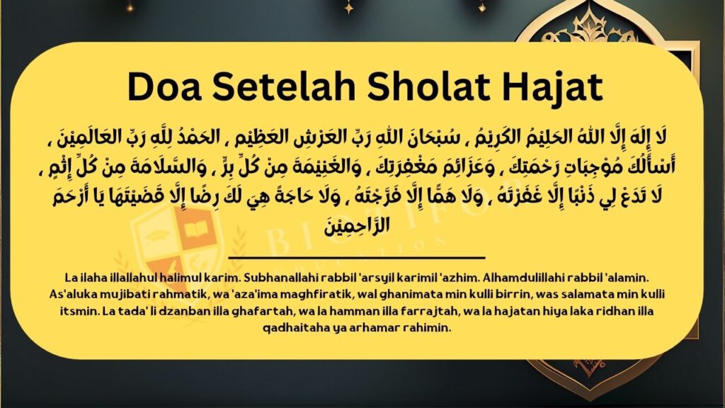 Doa Setelah Sholat Hajat Arab dan latin Doa Setelah Sholat Hajat Arab dan latin